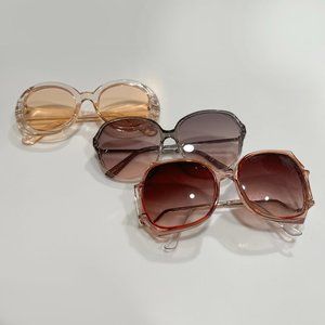 Three Pairs of Retro Oversized 60s / 70s Style Sunglasses
